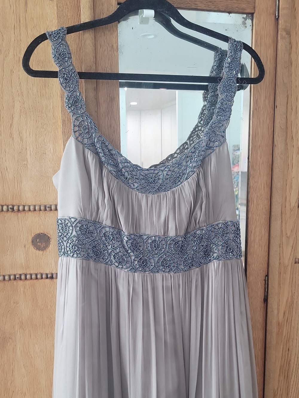 Adrianna Papell Light Brown Beaded Evening Dress